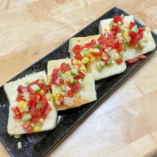 夏野菜たっぷりソースで豆腐ステーキ